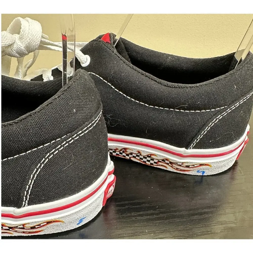 Vans Youth Black White Doheny Flame Check Sidewall Lace Up Sneakers Size 7